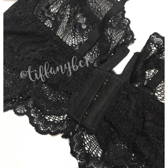 Sam Edelman Lurex Lace Longline Bra Black - Picture 8 of 16